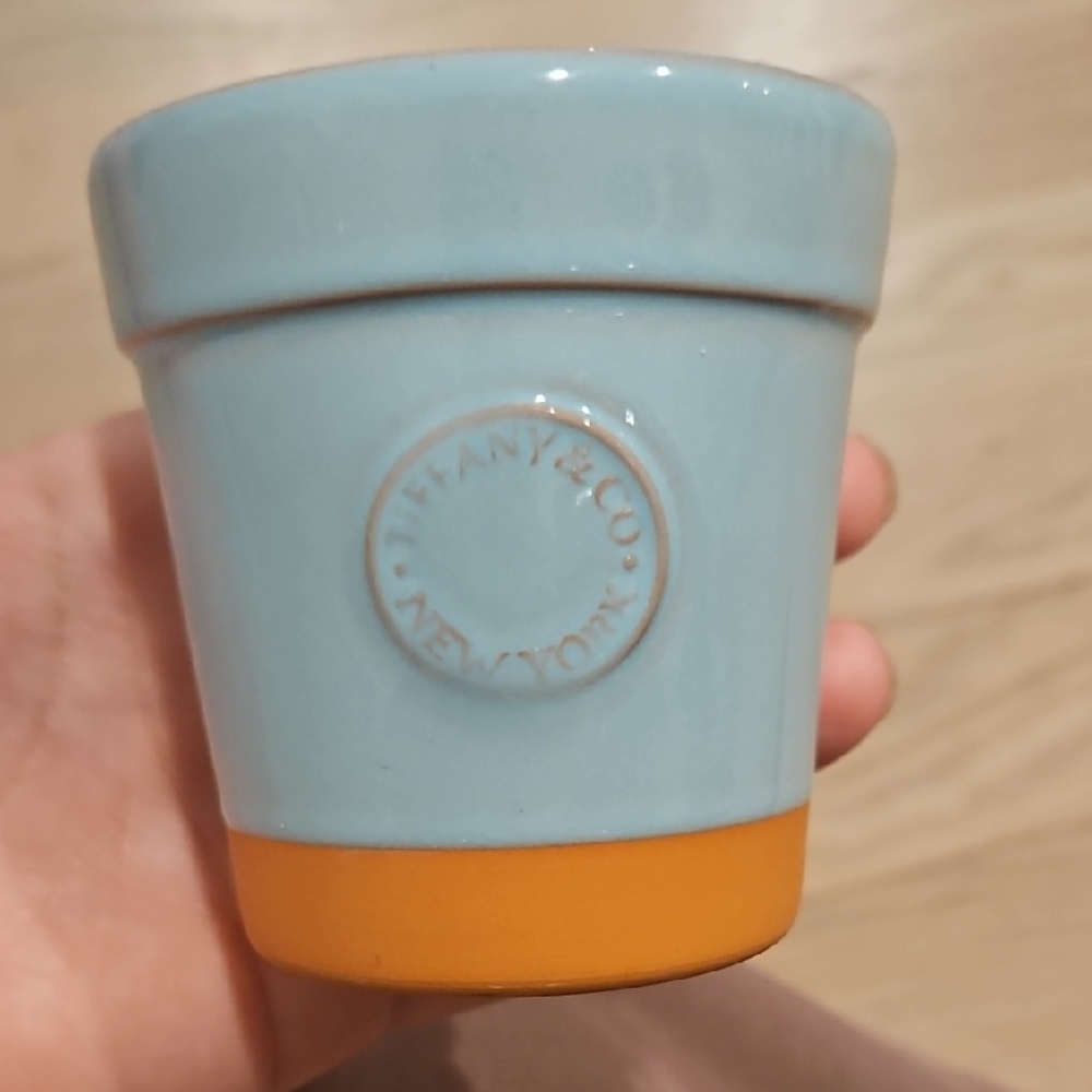 Tiffany & Co. Light Blue Ceramic Cup with Orange Accent